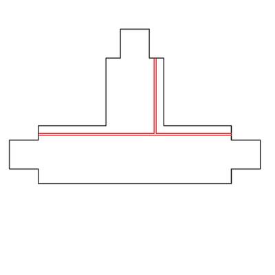 Trayecto de iluminación de tiras LED resaltado con una línea roja sobre un contorno geométrico gradual de luminaria para iluminación de acento.