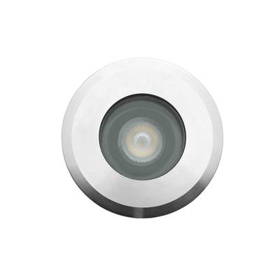 Plafón LED empotrable redondo, marco de metal plateado, cubierta de cristal redonda en el centro, diseño moderno para una iluminación interior energéticamente eficiente.