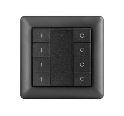 Panel de interruptores de luz negro con múltiples botones, bisel cuadrado; perfecto para las necesidades modernas de control de iluminación LED.