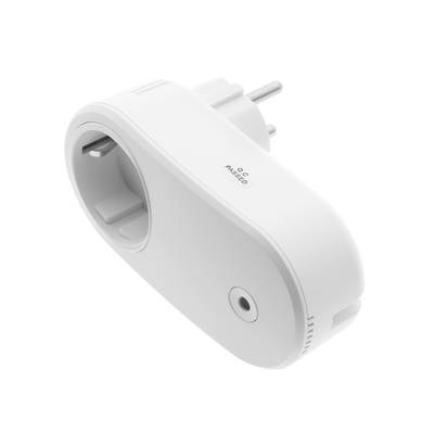 Enchufe inteligente con diseño bipolar europeo, botón de encendido e indicador luminoso compatible con iluminación LED para una gestión eficiente de la energía.