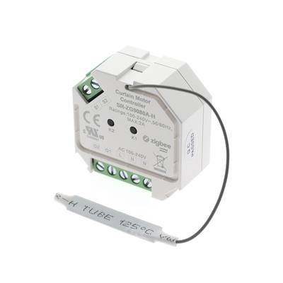 Controlador de motor de cortina, blanco/gris con múltiples conexiones y cable "temp 125°C", se requiere stock de iluminación LED.