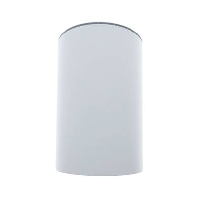 Lámpara LED, diseño cilíndrico gris, iluminación energéticamente eficiente, solución de iluminación moderna para el hogar sobre fondo blanco.