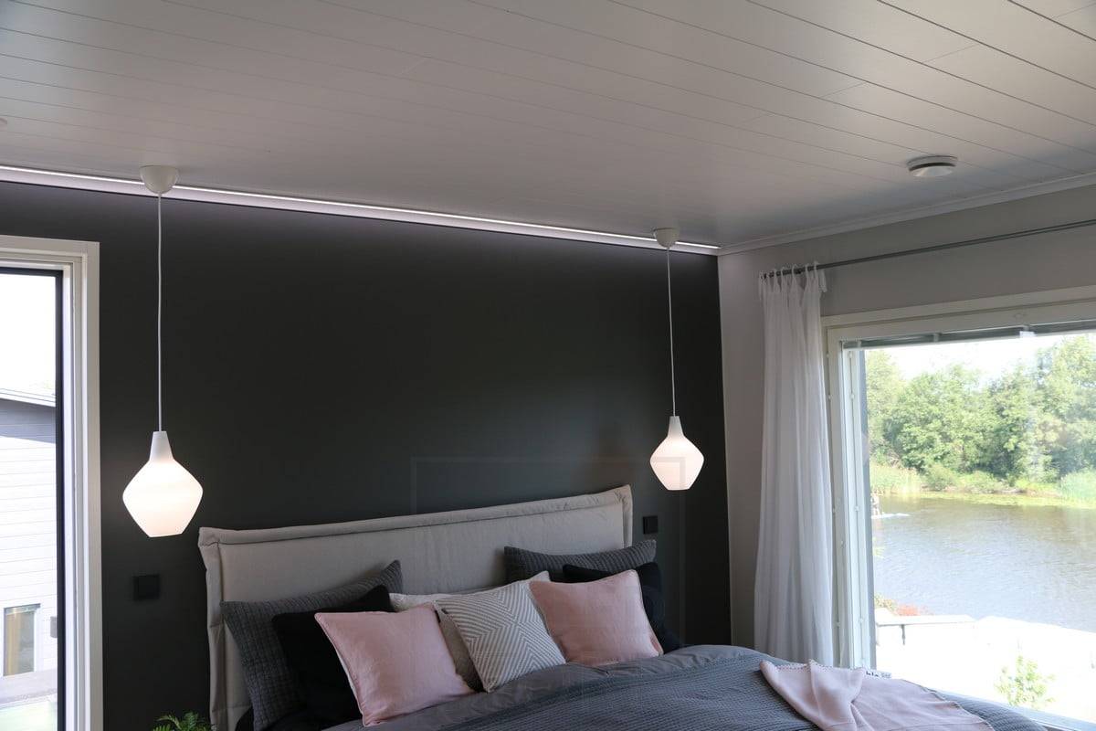 Feria de la Vivienda 2018: Perfil bajo Led en el techo reequipado en un dormitorio. Ledstore.fi