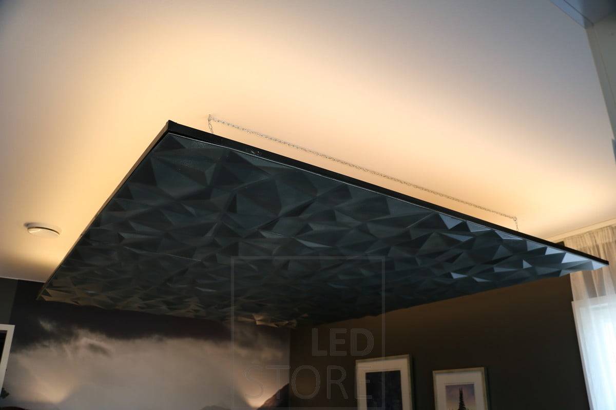 Logotipo de LED STORE: letras mayúsculas blancas en negrita sobre fondo verde y un cuadrado blanco en el centro