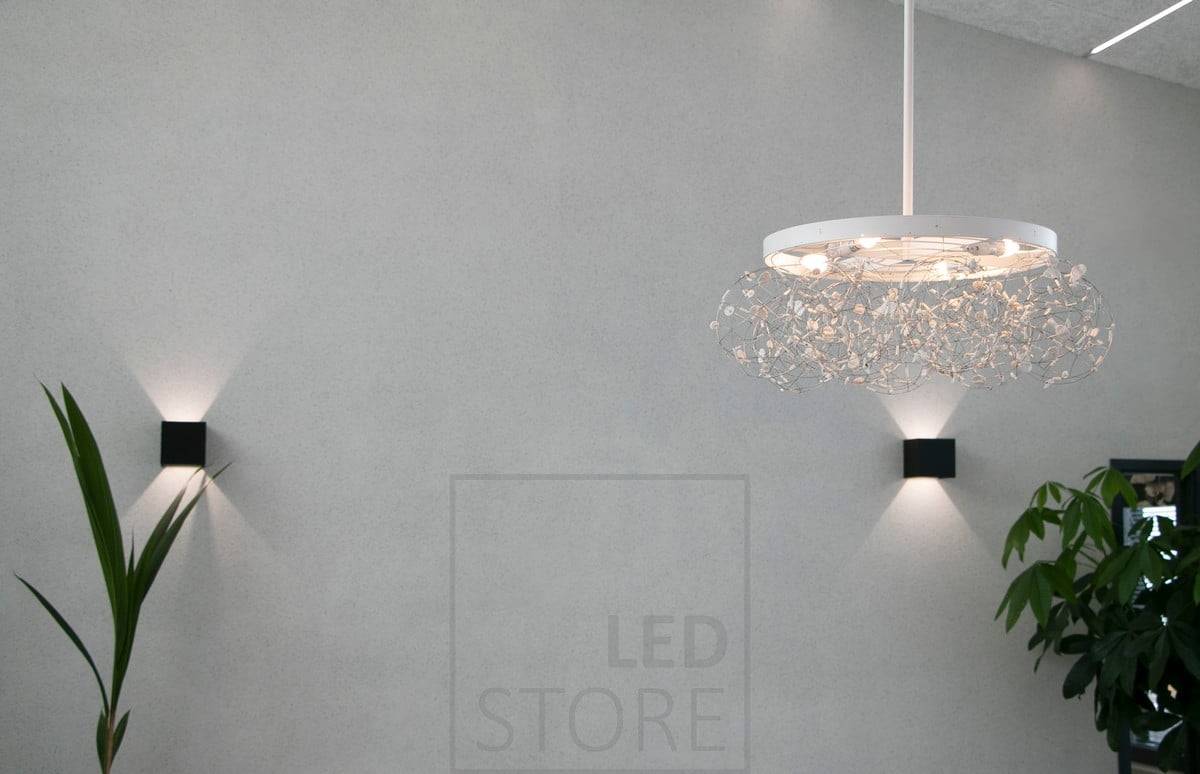 Aplique led FUNK negro para interior creando una iluminación ambiental a través de la pared. Ledstore.fi