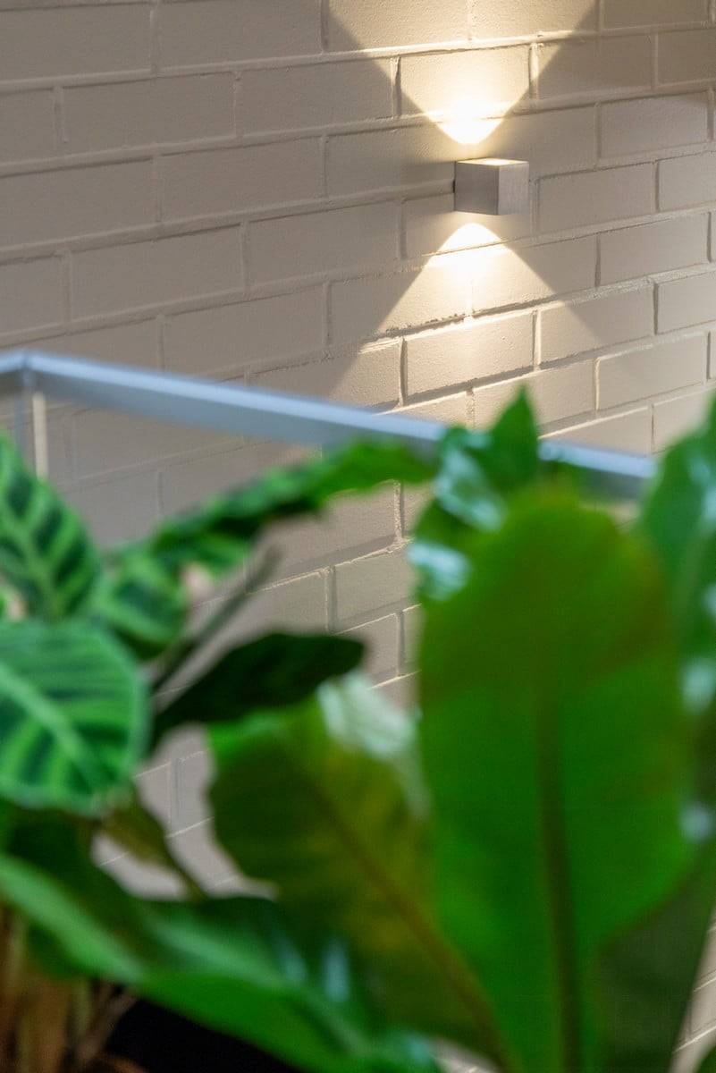 Texto sobre fondo verde que reza "LED STORE" en mayúsculas blancas dentro de un cuadrado central blanco, promocionando soluciones de iluminación energéticamente eficientes.