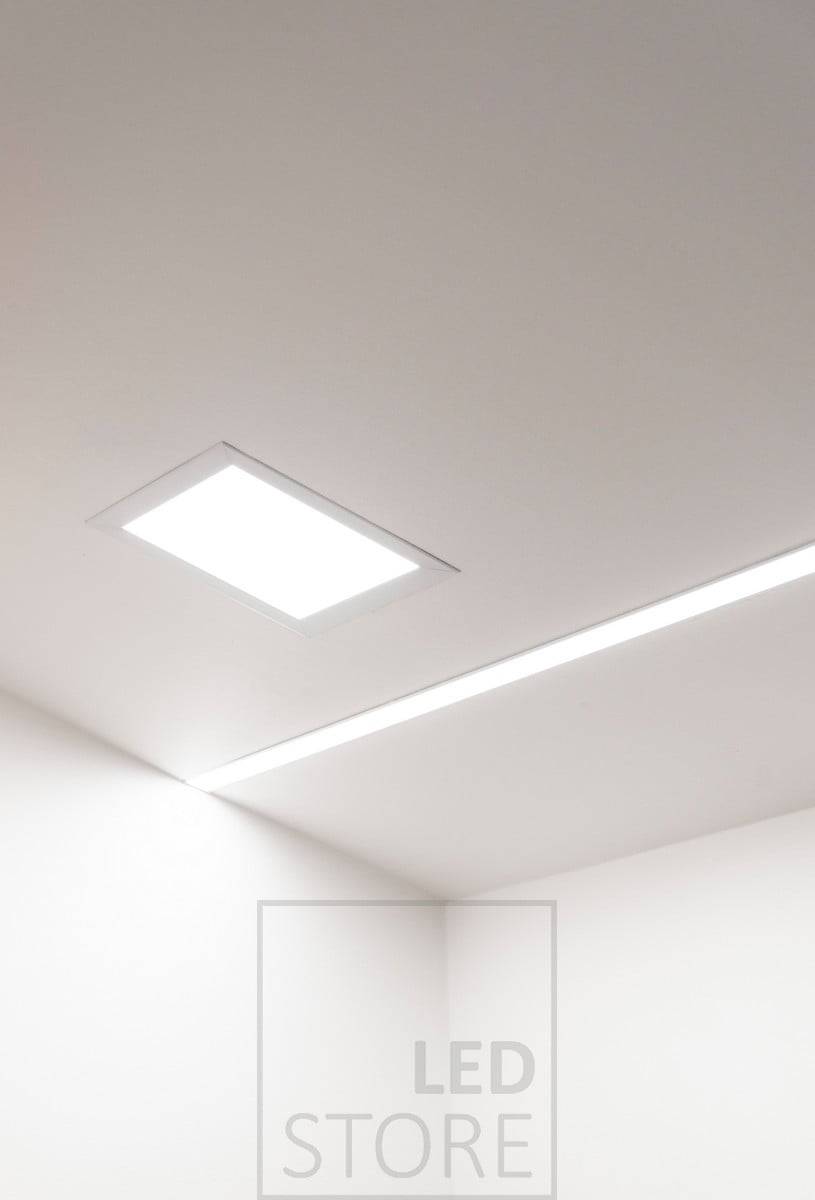 Luminaria de panel y perfil empotrable ancho. Perfil empotrable ancho con 2 tiras led en el interior. Ledstore.fi