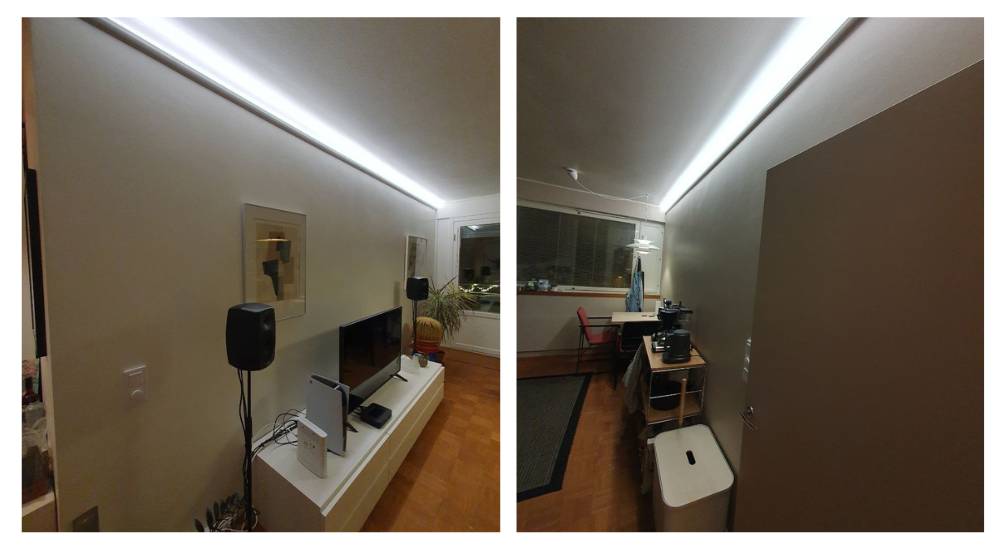 También se instaló un perfil led similar en la pared opuesta