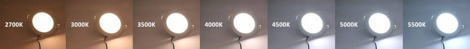 Las luces LED están disponibles en una amplia gama de temperaturas. La imagen muestra la escala de cálido a frío