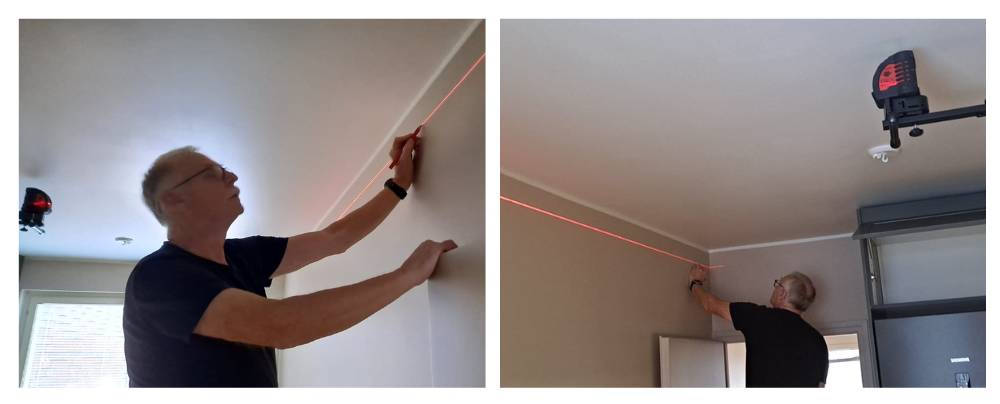 Instalación de fijaciones en la pared con enderezamiento láser