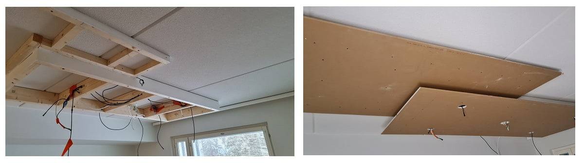Hacer luz indirecta en el techo - pintar y entablar el marco del downlight