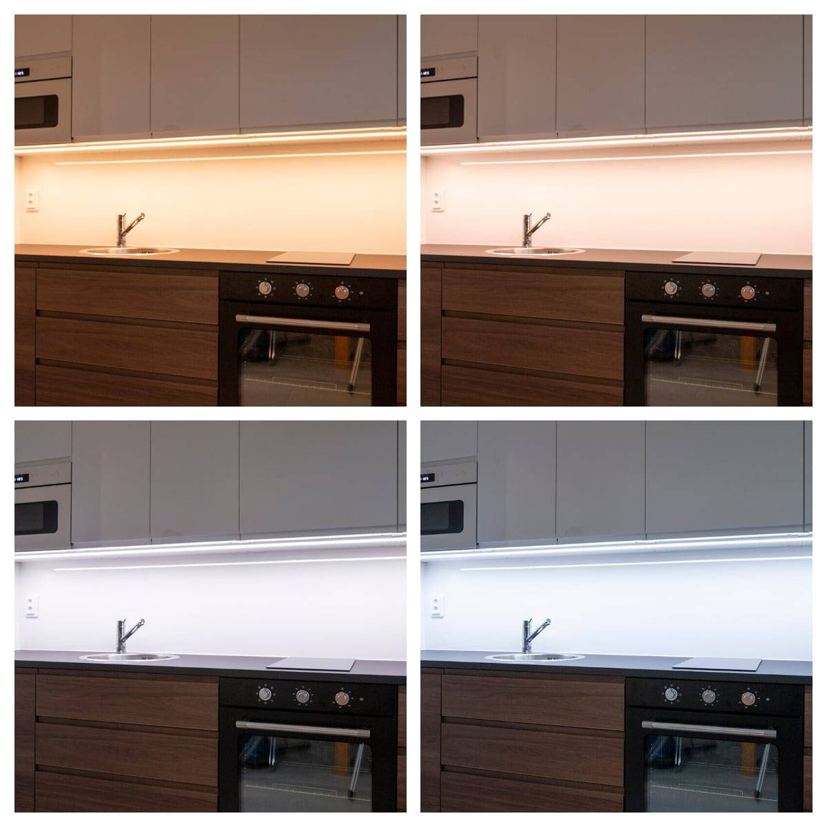 La iluminación de la zona intermedia de la cocina es de temperatura controlada