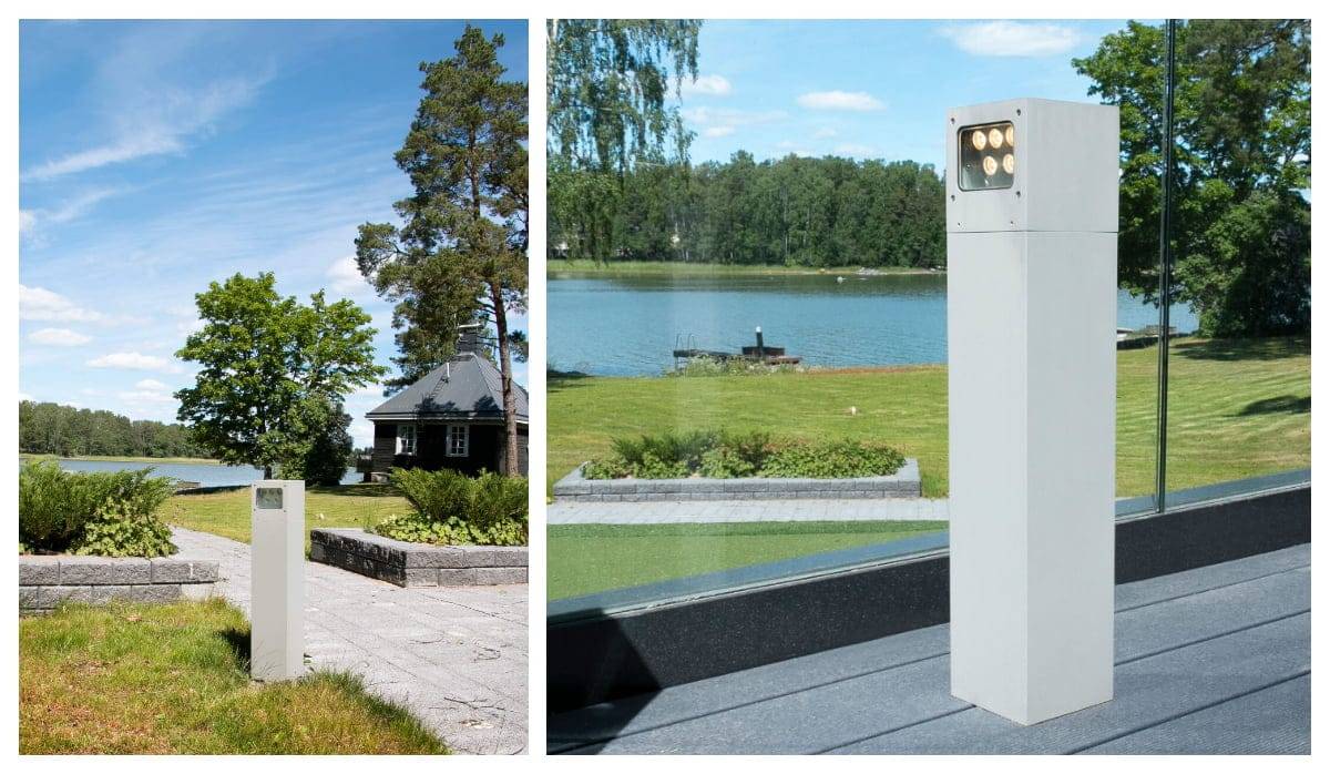 Iluminación de patios con luminaria de columna cuadrada Cubic out  