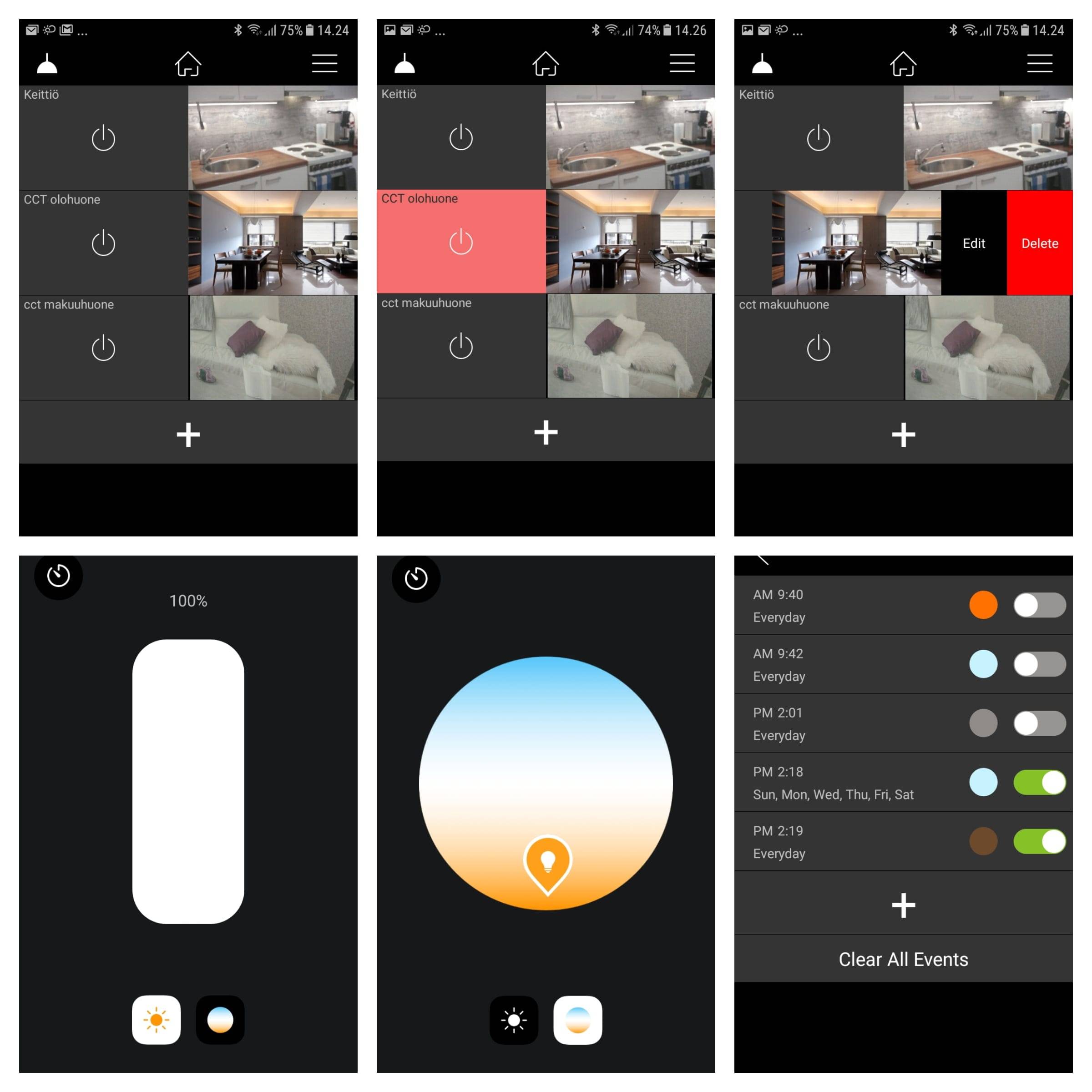 Control inalámbrico con aplicación móvil, vistas en Easy Home