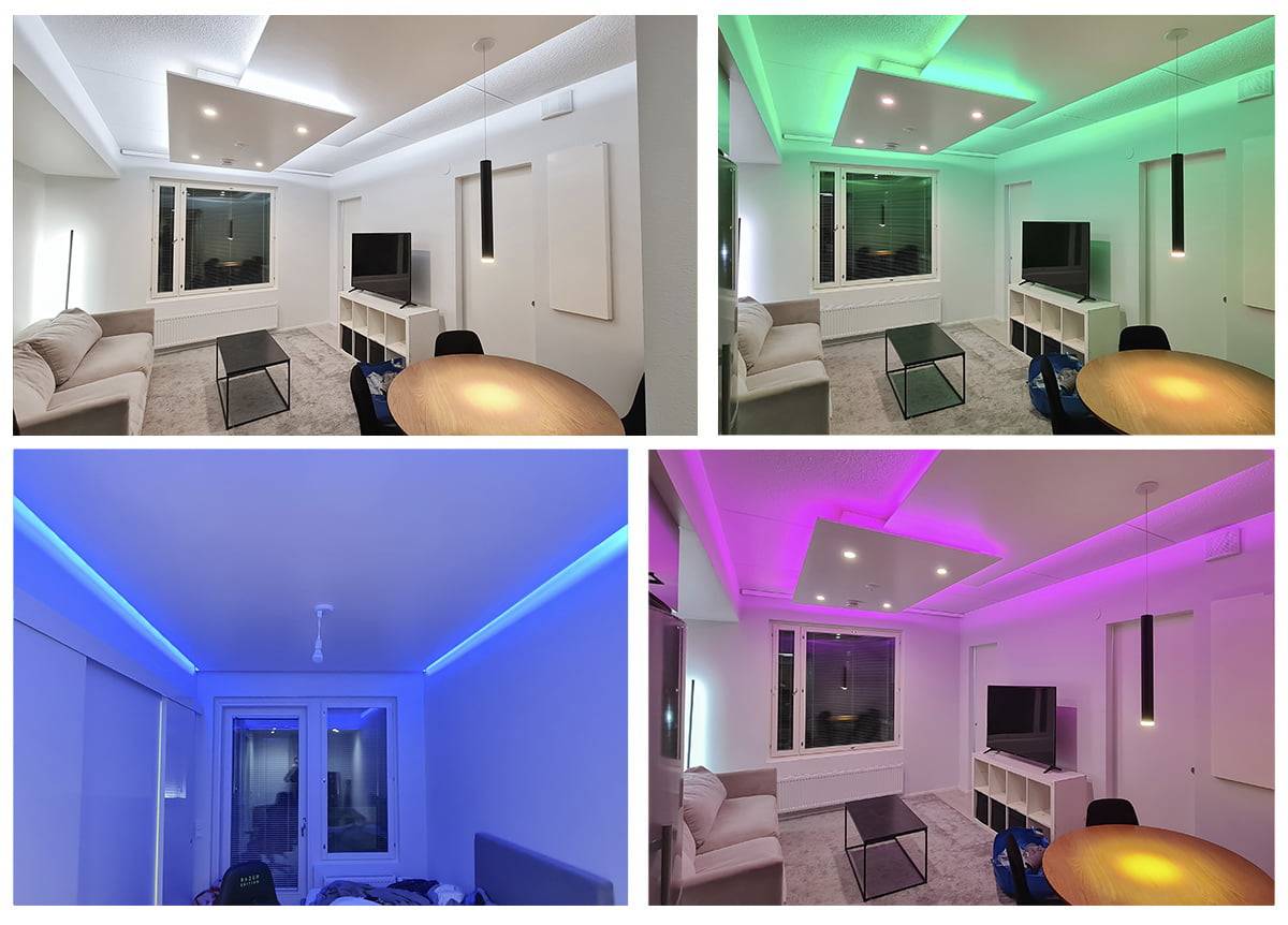 Hacer luz indirecta, color de techo en un techo rebajado Ledstore.fi