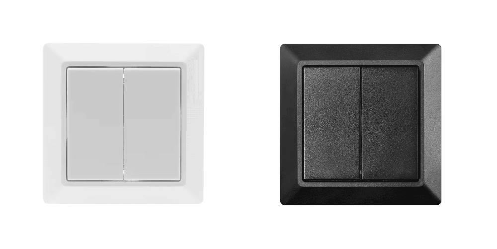 Interruptor de luz Zigbee Friends of Hue blanco y negro de dos botones. Adecuado para marcos EXXACT. 