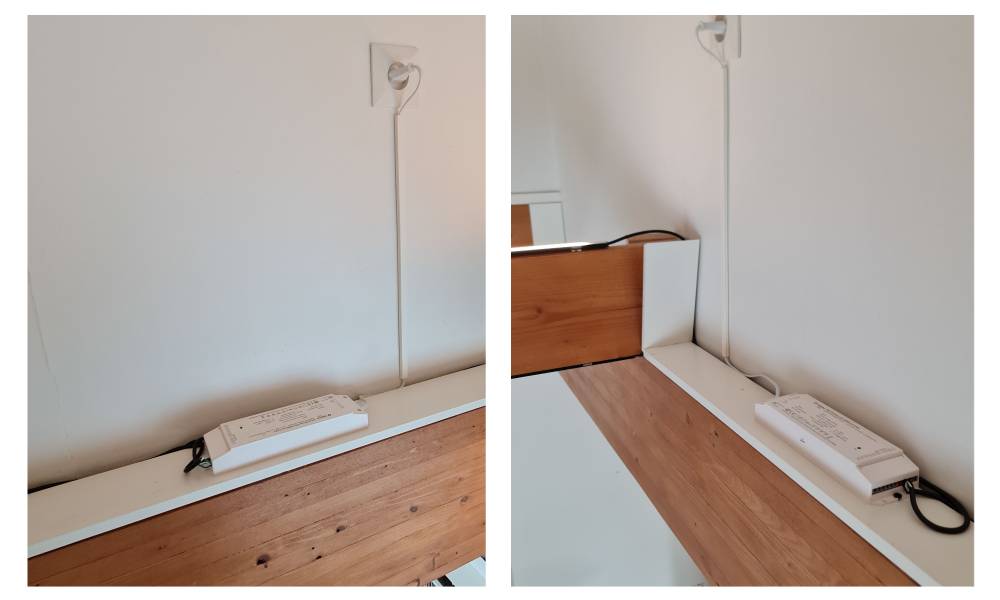 Transformadores de leds en la pared del salón