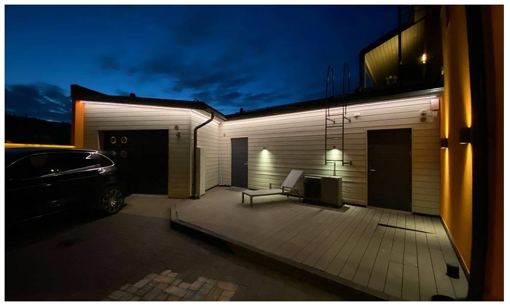 Cinta led en espacio exterior - alero