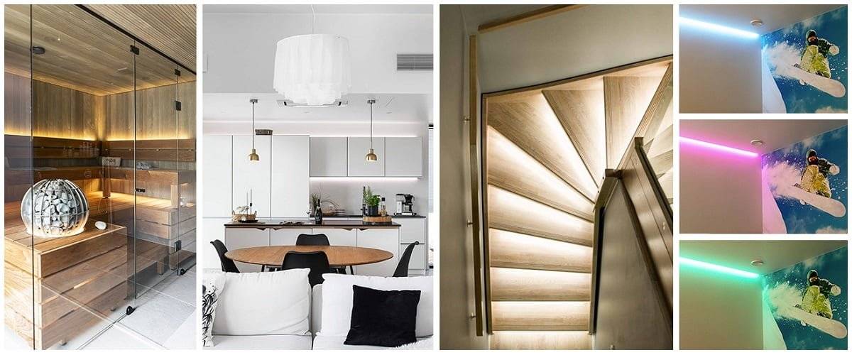 Una variedad de tiras de led instaladas con una tira de led punteada también se convierte en una opción