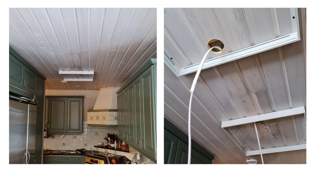 En un tejado de madera o yeso, el cable también puede transportarse ordenadamente hasta el siguiente panel
