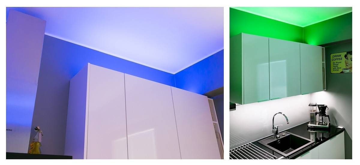 Tira de luz led RGB en la cocina