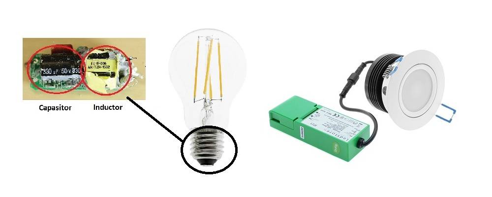 Fuente de alimentación interna y externa, transformador led