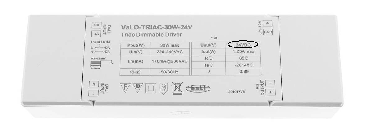 Transformador de leds con tensión continua 30 vatios