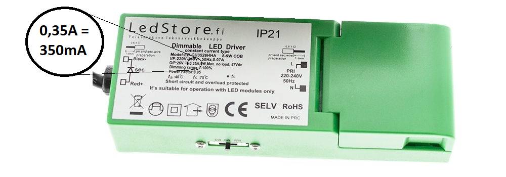 Transformador de leds con corriente constante 350 miliamperios