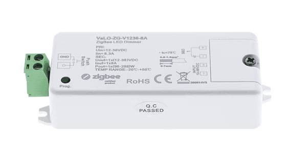 Regulador LED ZigBee blanco de LedStore.fi, con borde de conector verde