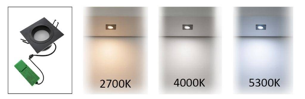 cct spot y tres temperaturas de color diferentes de serie