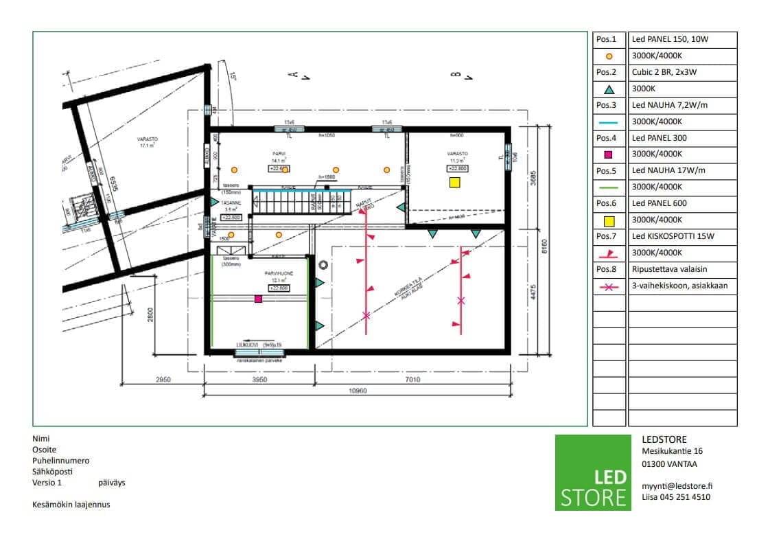Ejemplo de plano de iluminación de una vivienda unifamiliar