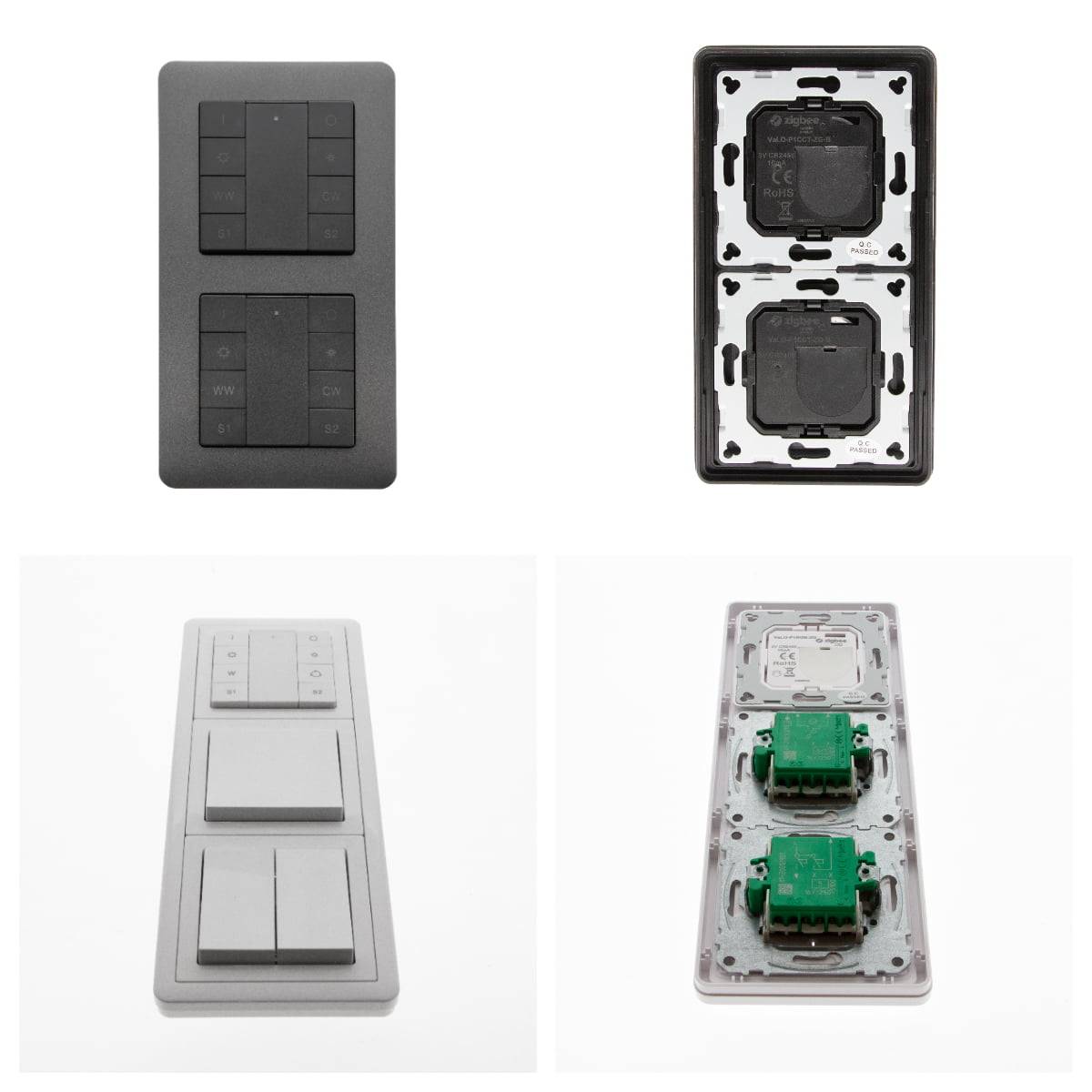 2pcs LedStore Controlador inalámbrico Zigbee en pared EXXACT Marco antracita