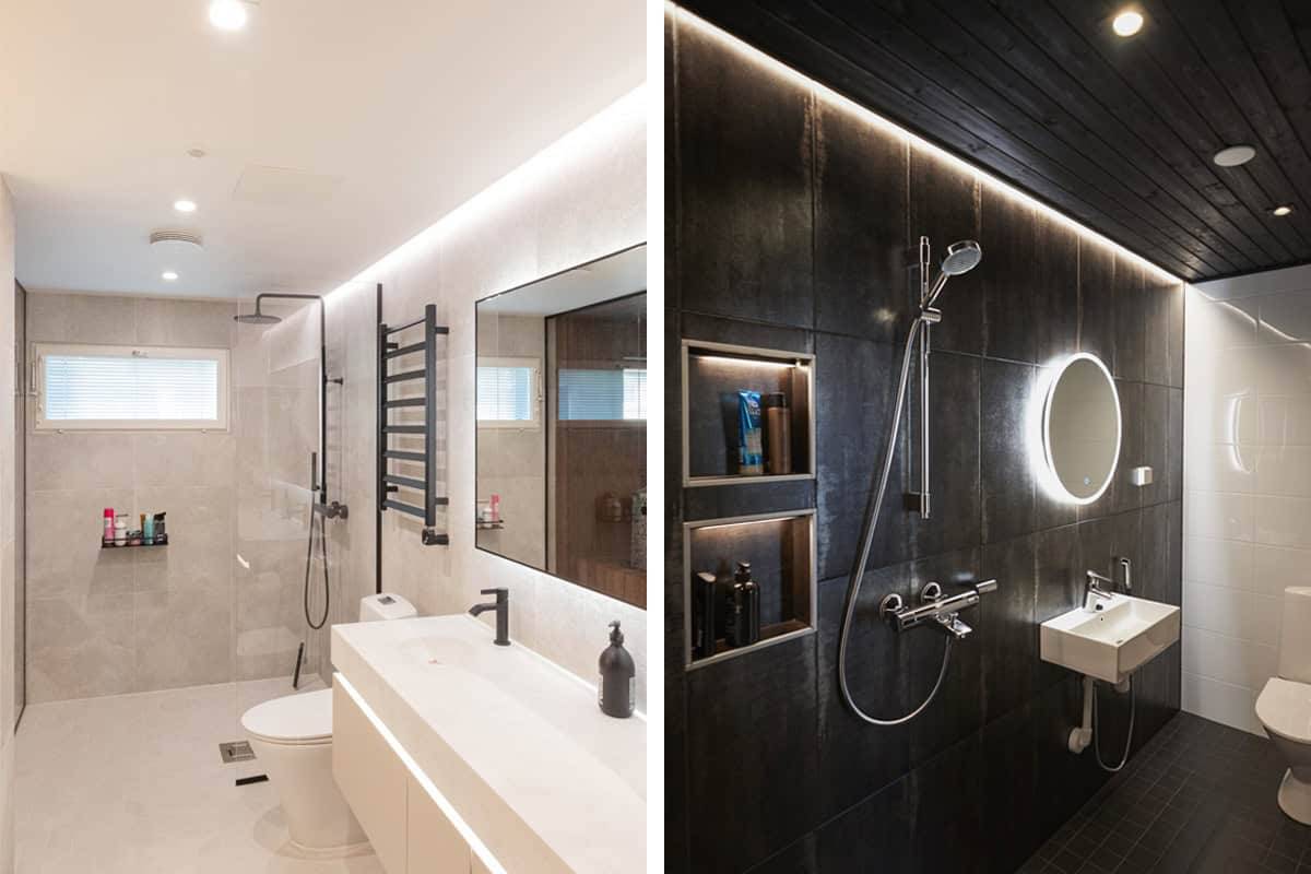 La luminosidad de la iluminación del cuarto de baño depende de la oscuridad de la habitación.