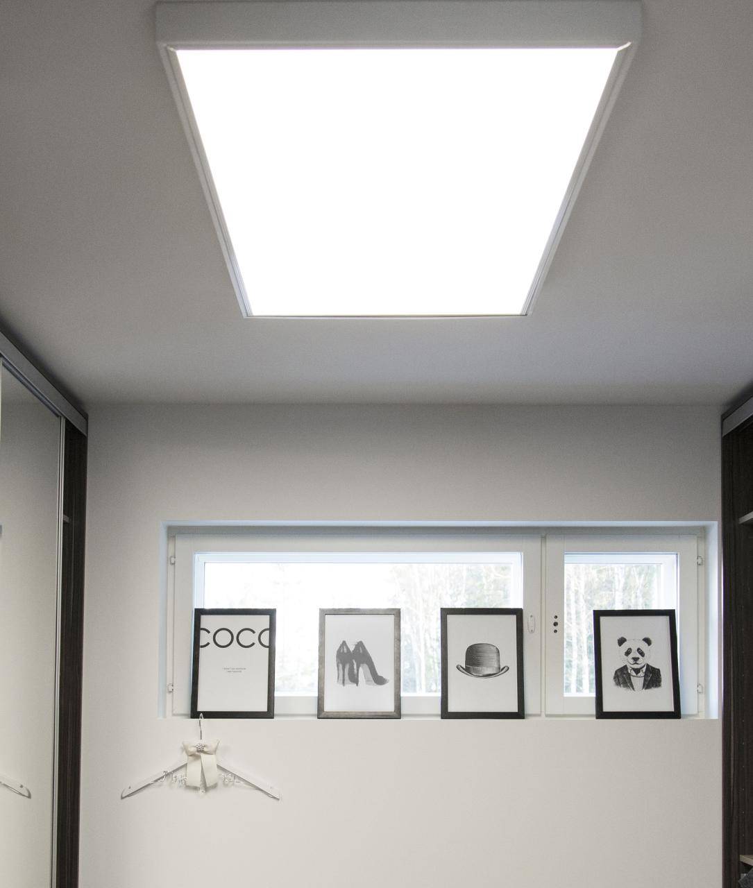 Sobre un fondo verde aparece un cuadrado blanco con el texto "LED STORE" en negrita, promocionando soluciones de iluminación energéticamente eficientes.